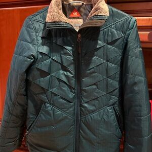 Columbia Turquoise Quilted Jacket with Fleece Collar